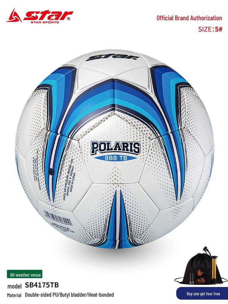 STAR SB4175TB Double Mirror PU Waterproof Soccer Ball - Training/Competition Grade for Middle School Entrance Exams.