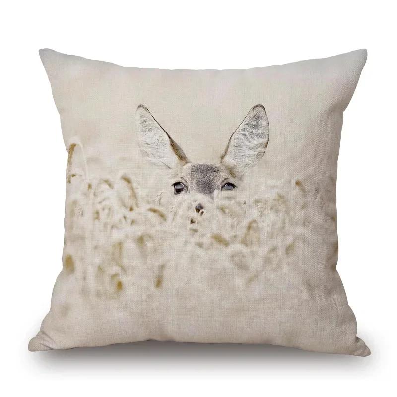 Nordisk Retro Stil Djur Poster Kuddfodral Höglandsko Kalv Hjort Get Älg Räv Björn Tryck Örngott