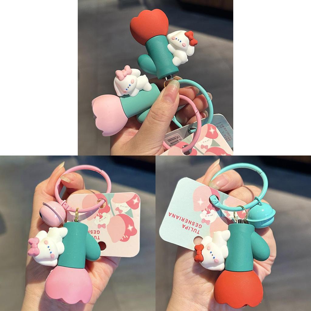Cute Rabbit Flashlight Keychain With Deli Gel Material For Girls And Kids