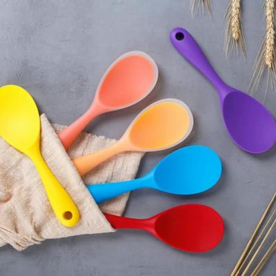 1 buc. lingură din silicon lingură antiaderență pentru gătit oală anti-opărire orez lingură rezistentă la temperaturi înalte gadgeturi durabile de bucătărie