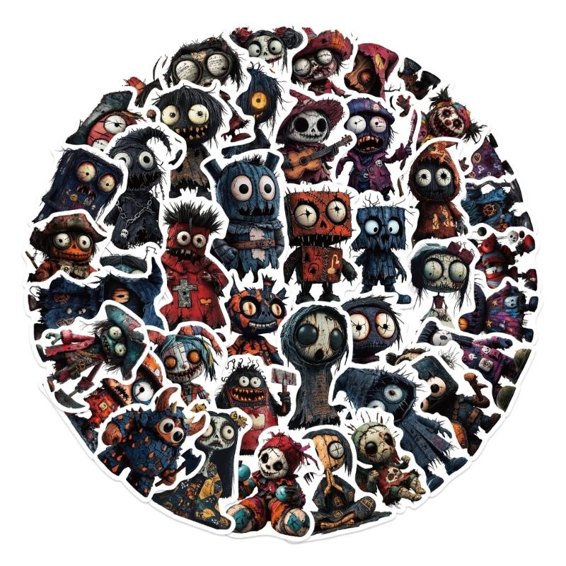 Pack Of 50 Spooky Character Stickers Reusable Adhesive For Device Customization Party Theme Decals