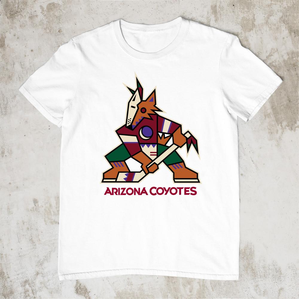 

Arizona Coyotes Logo Men T-shirt White Short Sleeve All Sizes JJ3808 4XL