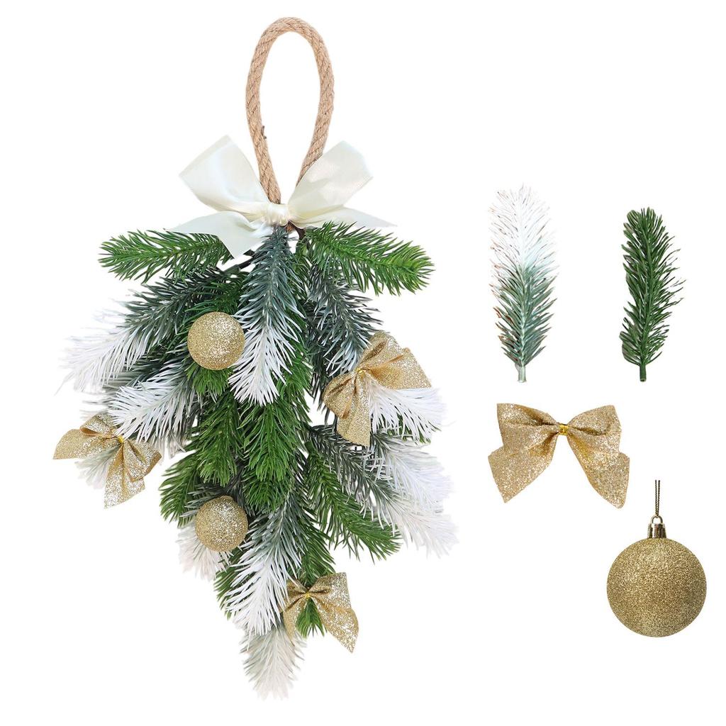 Upside Down Christmas Tree Wreath with Water Drop Ornaments for Holiday Decor