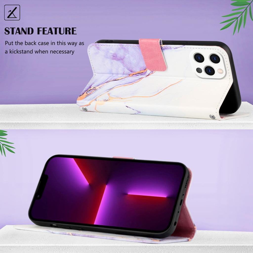 Suitable For IPhone 15 Pro+Max Phone Case With Stand 14 Marble 12 PRO Flip Cover Protective Case