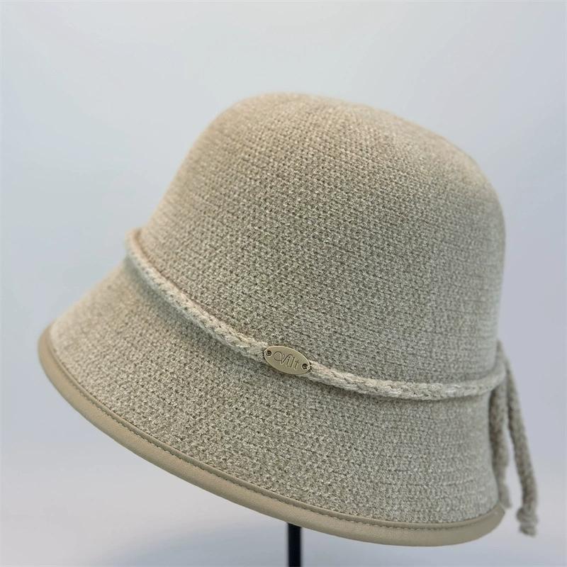 

Japanese-Style Chenille High-Quality Hepburn-Style Bucket Hat New Warm and Versatile Plain Retro Face-Slimming Fisherman Hat 58 бежевый