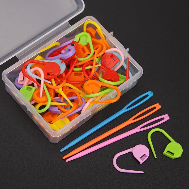 1 Set Mix Color Knitting Cilps Stitch Needle Markers Locking Holder Crochet Plastic