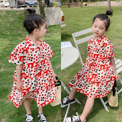Cute Girl Dress Polka Dot Print Princess Dress Children's Shirt Dress