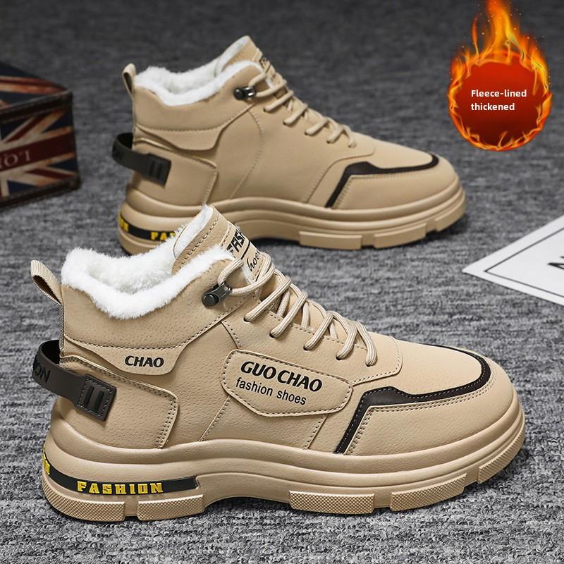 

Зимняя мужская обувь с флисовыми высокими ботинками Martin, мужская модная обувь из 100% толстого хлопка, туфли-карго, короткие ботинки 44