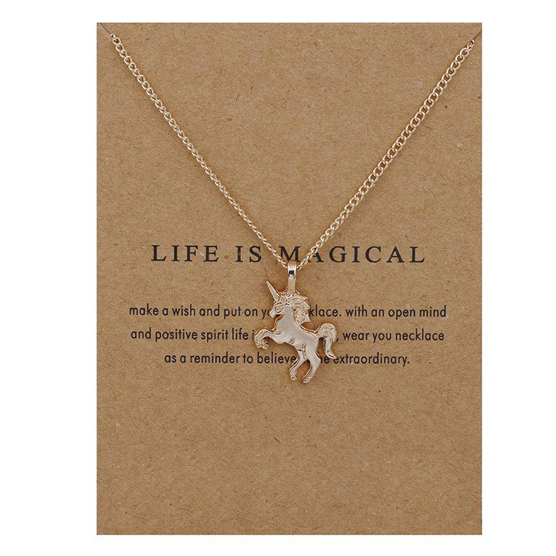 Unicorn Sunflower Lotus Pearl Elephant Alloy Necklace