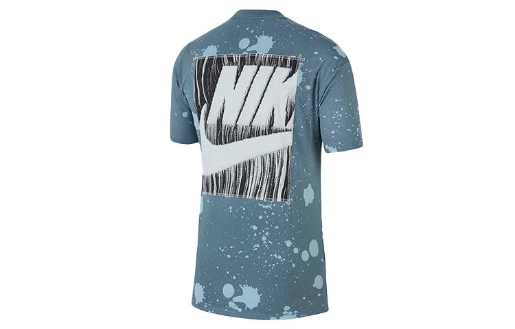 Nike T Shirts Men's Ozone Blue Crew Neck Moderate Straight Fit CW0381-031