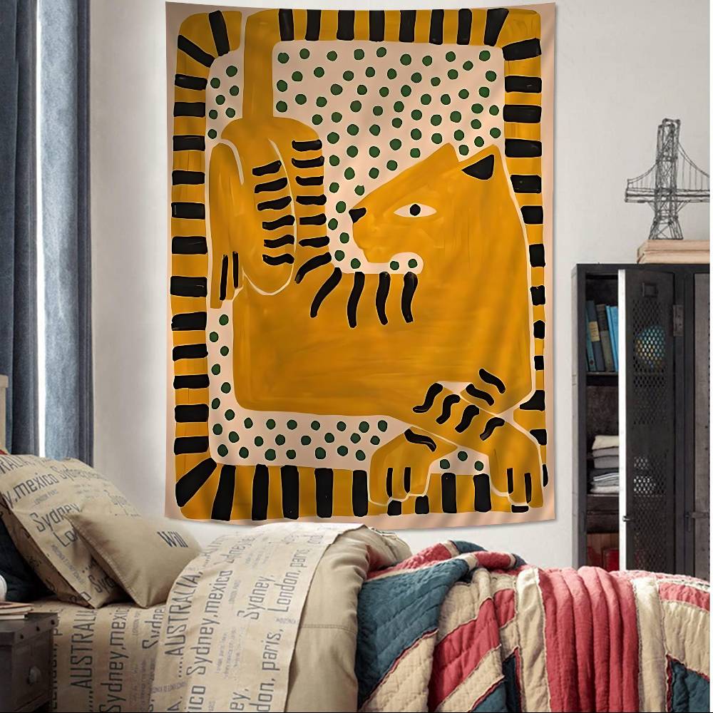 

Ancient Egypt Tiger Leopard Tapestry Art Printing Japanese Wall Tapestry Anime Wall Hanging Home Decor 50x70cm