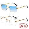 2pcs Retro Metal Twisted Legs Summer Colorful Street Sunglasses Borderless Hollow Square Edge Sunglasses