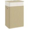 Laundry Basket with Lid 72L Removable Inner Bag and Handles for Laundry Bedroom 40x30x60 Cm Natural