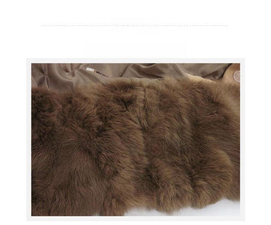 Women's Plus Size Wool Coat Medium Length Double Breasted Slim Fit Fur Collar Fashion Windbreaker Outerwear