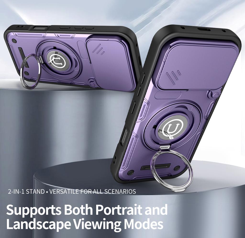 Anti-slip Armor Shockproof Case For Honor 600 Pro 5G Global Slide Camera Lens Protection Rotating Ring Stand Phone Cover Fundas