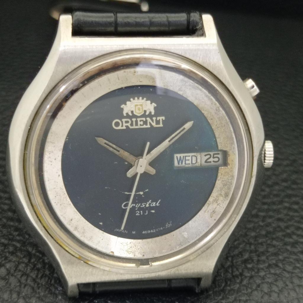 JAPAN VINTAGE ORIENT CRYSTAL AUTOMATIC 46943 MENS ORIGINAL DIAL WATCH a703605-1 R213d-a703605