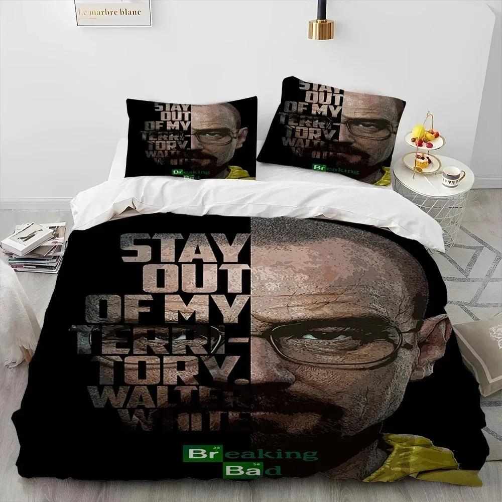 3D Breaking Bad Walter Hartwell Comforter Bedding Set,Duvet Cover Bed Set Quilt Cover Pillowcase,King Queen Size Bedding Set Boy