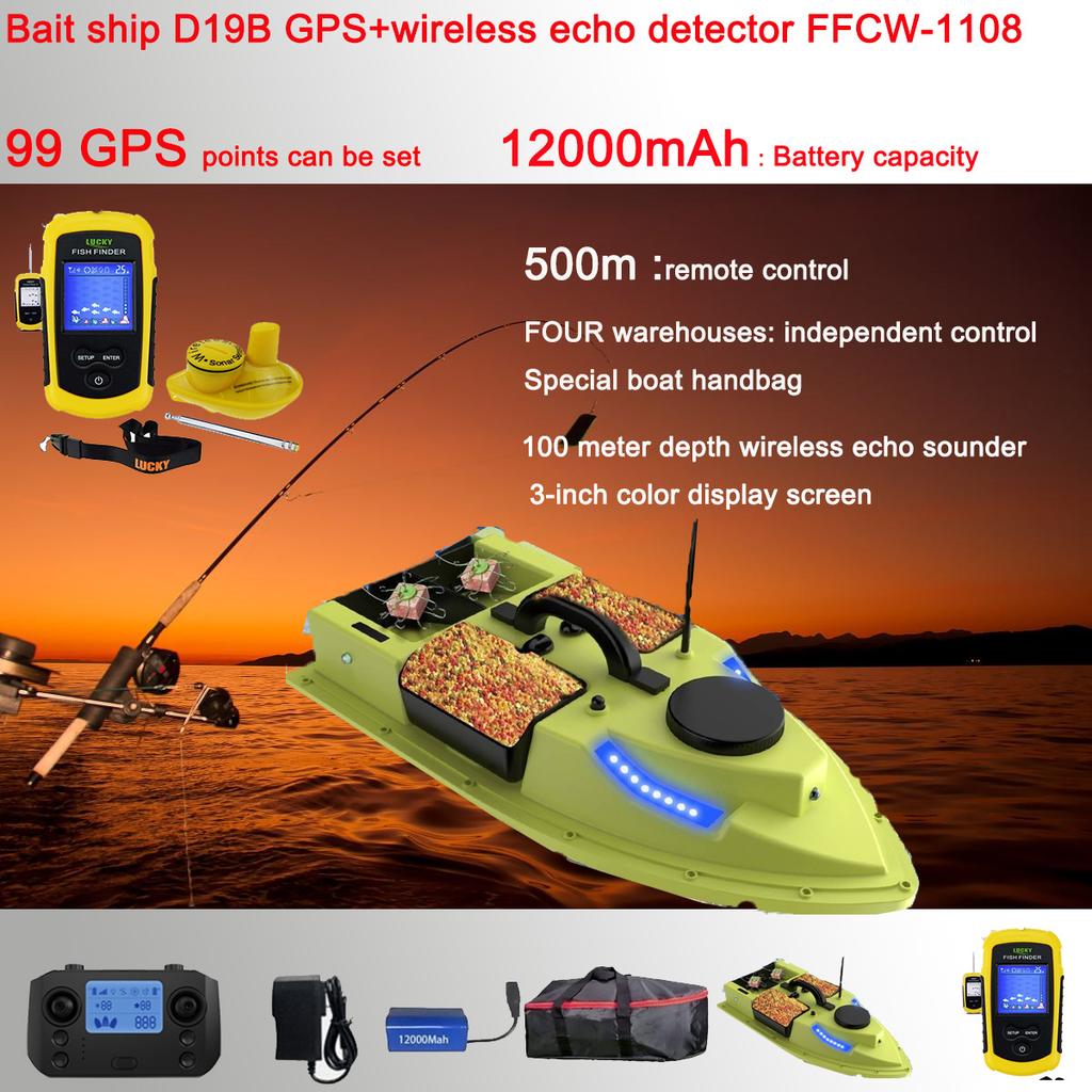 Bait ship D19Y+12000mah+wireless echo detector