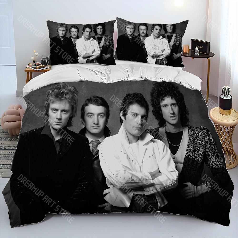Freddie Mercury Queen-Rock-Band Comforter Bedding Set,Duvet Cover Bed Set Quilt Cover Pillowcase,King Queen Size Bedding Set