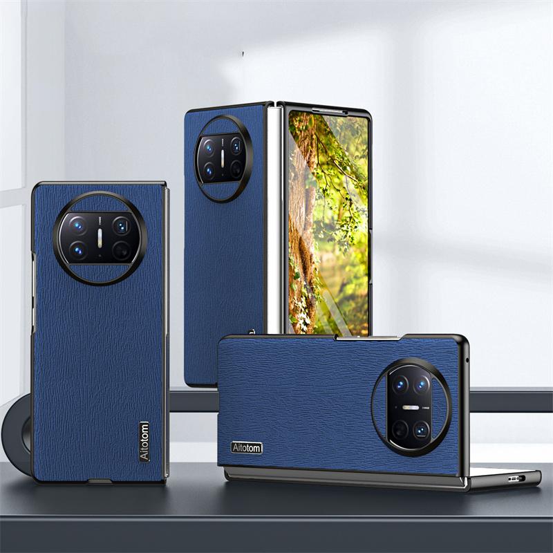 

Роскошный чехол из натуральной кожи с цветной текстурой для Huawei Mate X5 X3 X2 P50 Pocket 2, мягкий противоударный чехол с полной защитой для бизнеса Huawei Mate X2 синий