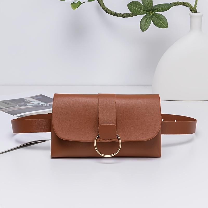 Stylish And Minimalist Solid Color Waist Bag for Women, Featuring a Unique Iron Ring Design, Perfect As a Gift