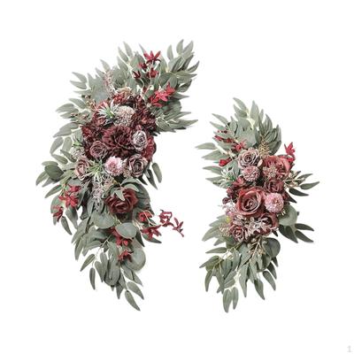2 Pieces Wedding Arch Wreath Artificial Flower Swag Rustic Floral Backdrop Silk Flowers for