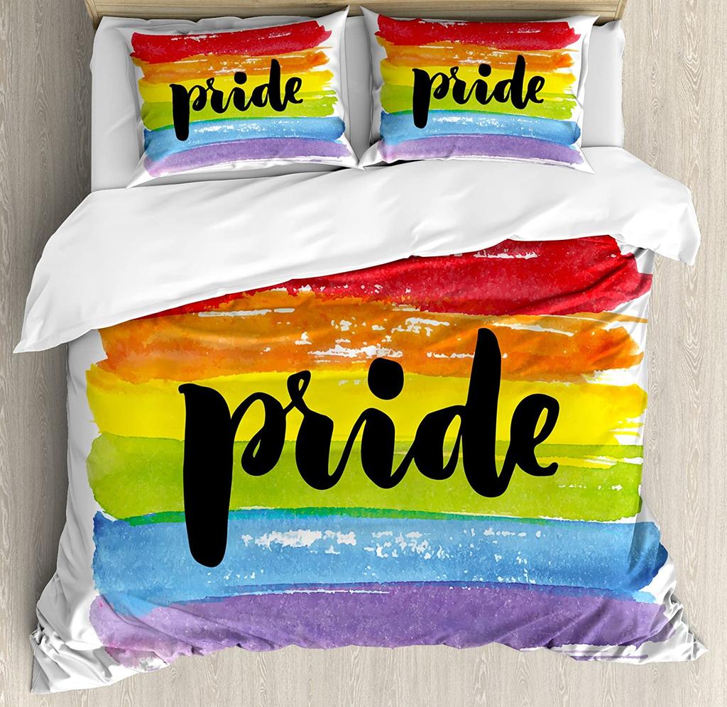 Lgbt Pride Rainbow Wood Printed Comfort Duvet Cover Pillow Case Home Textile Quilt Cover Boy Kid Teen Girl 3pcs Bedding Set