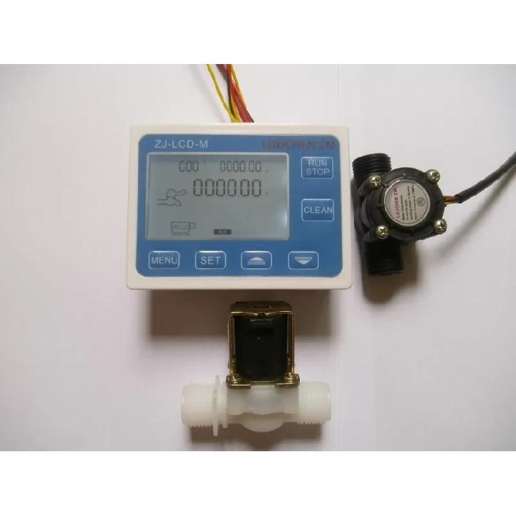 G1/2" Water Flowmeter Control LCD Display+Solenoid Valve Gauge +Flow Sensor Meter