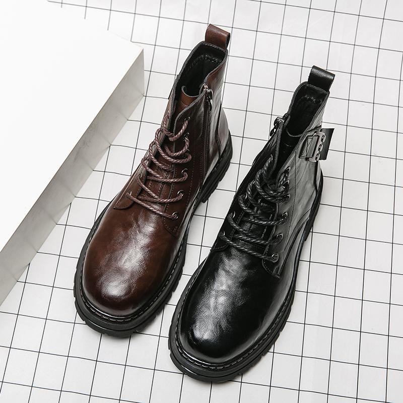 Winter New Ankle Boots for Men Fashion Thick Bottom Casual Boots Classic Handmade Genuine Leather Ankle Boots Designer Men Boots