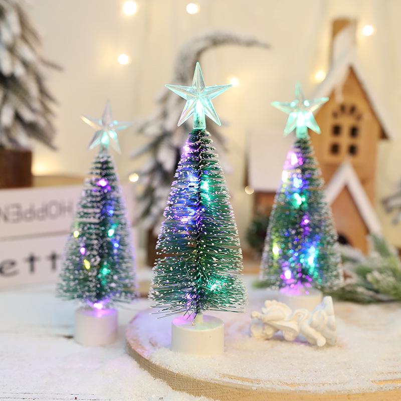 Mini LED Christmas Tree with Glowing Pine Needles - Desktop Ornament and Gift