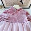Girls' Winter Hanfu-Style Long Sleeve Mesh Dress