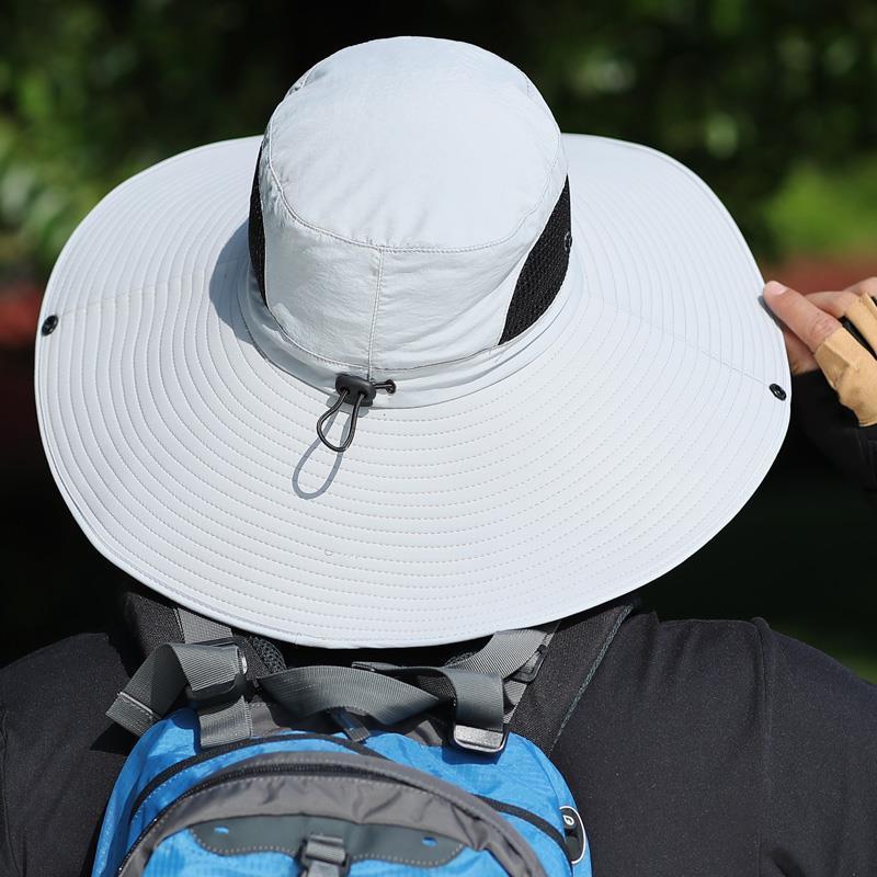 Men's Summer Anti-UV Wide-Brim Bucket Hat for Outdoor Fishing & Work, Large Size