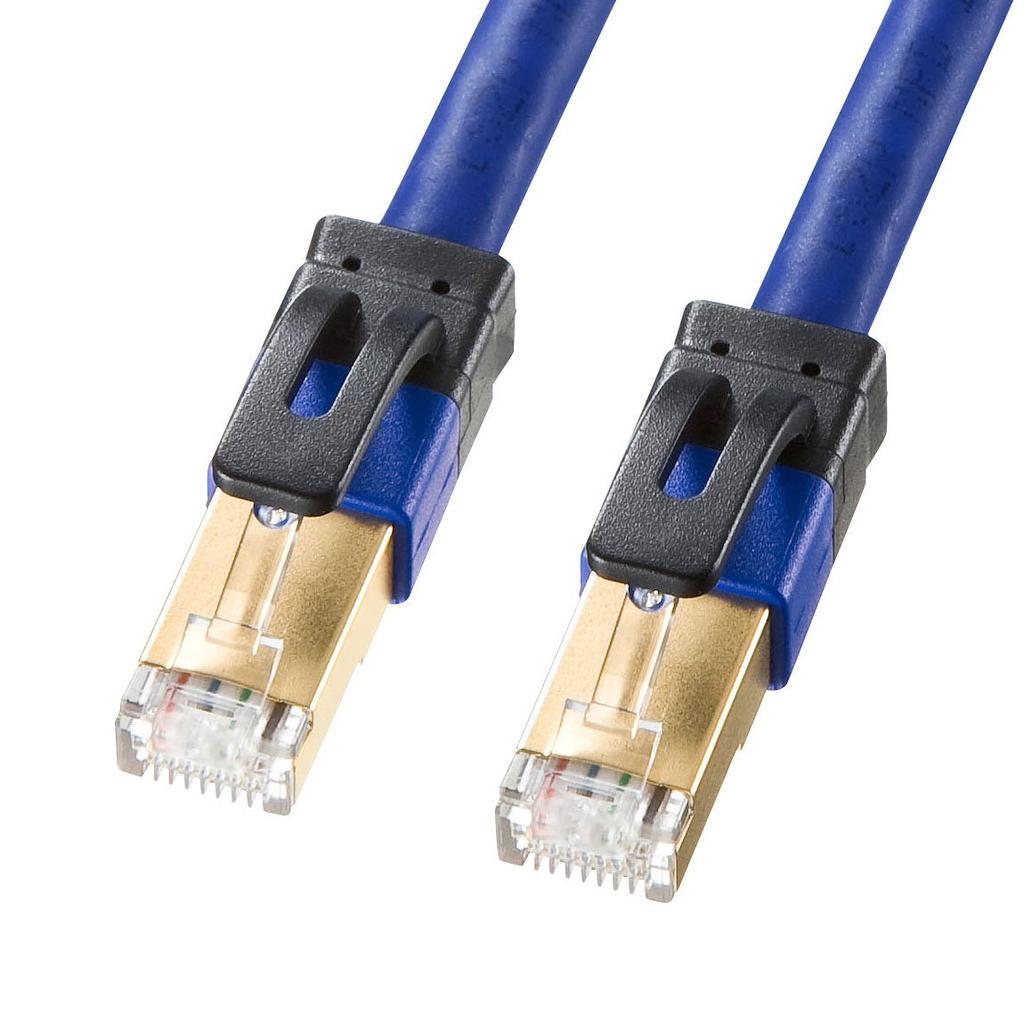 Sanwa Supply CAT7A LAN Cable RJ45 with (5m) 10Gbps/1000MHz Anti-Slip Tabs, Blue, KB-T7A-05BL