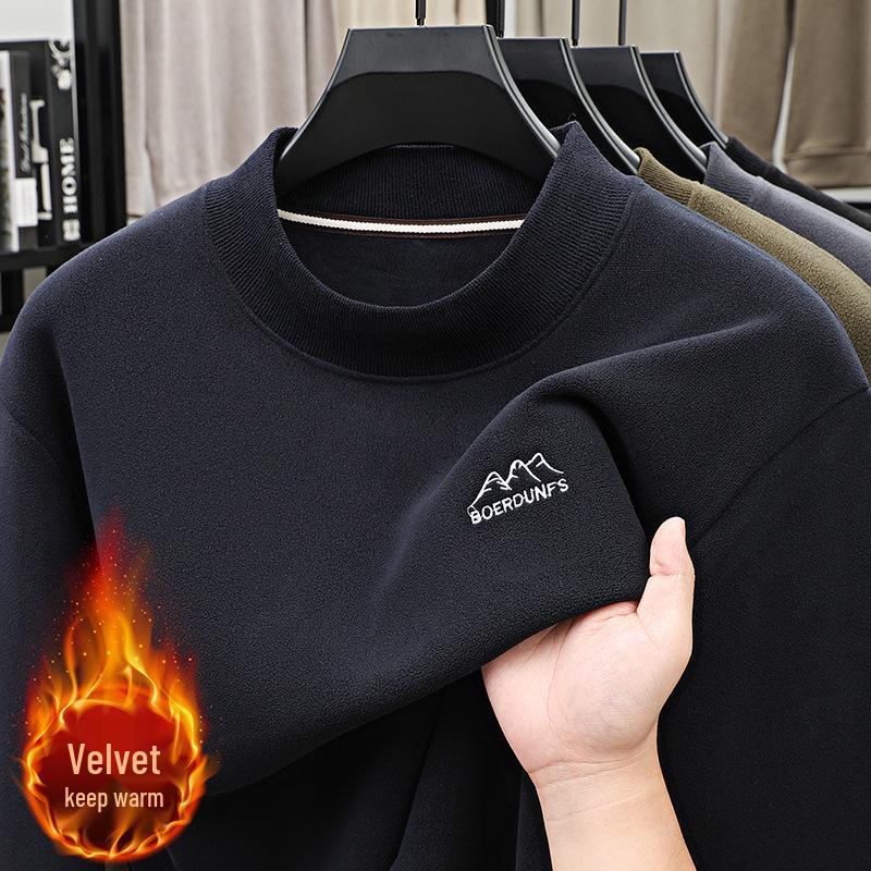 Dad's Winter Sweatshirt: Mid-Aged Men's Loose Fit, Double-Sided Coral Fleece Pullover