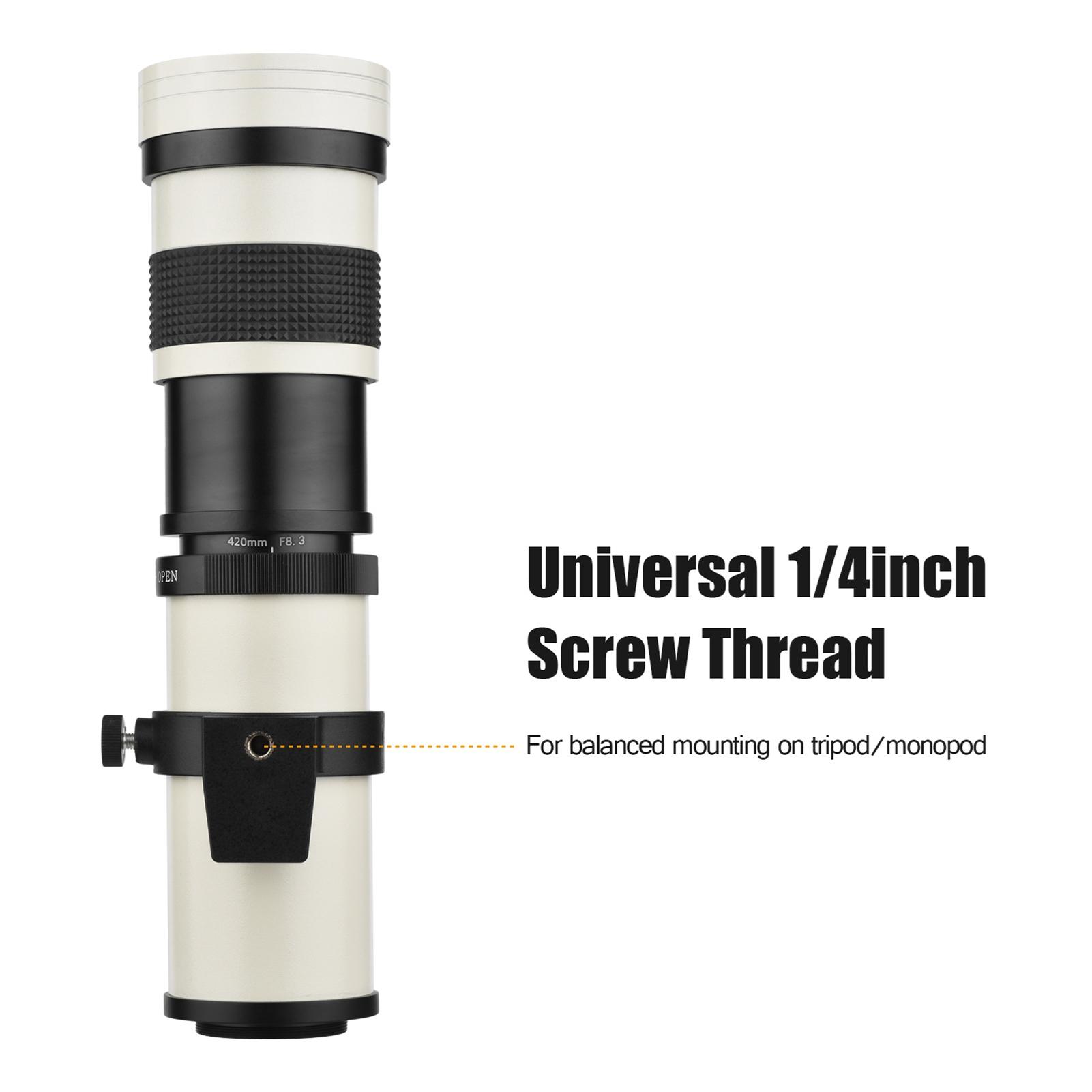 Камера MF Супер Телеобъектив Зум-объектив F 8.3 16 420 800мм Крепление T2 с Переходным кольцом для крепления RF Замена для белый