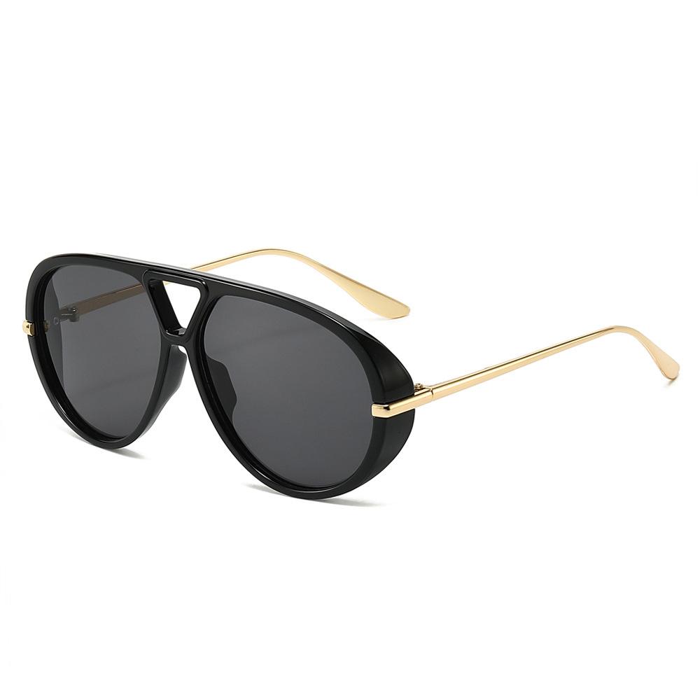 New Pilot Women Sunglasses Big Frame Double Bridge UV400 Vintage Ladies Black Orange Vacation Sun Glasses