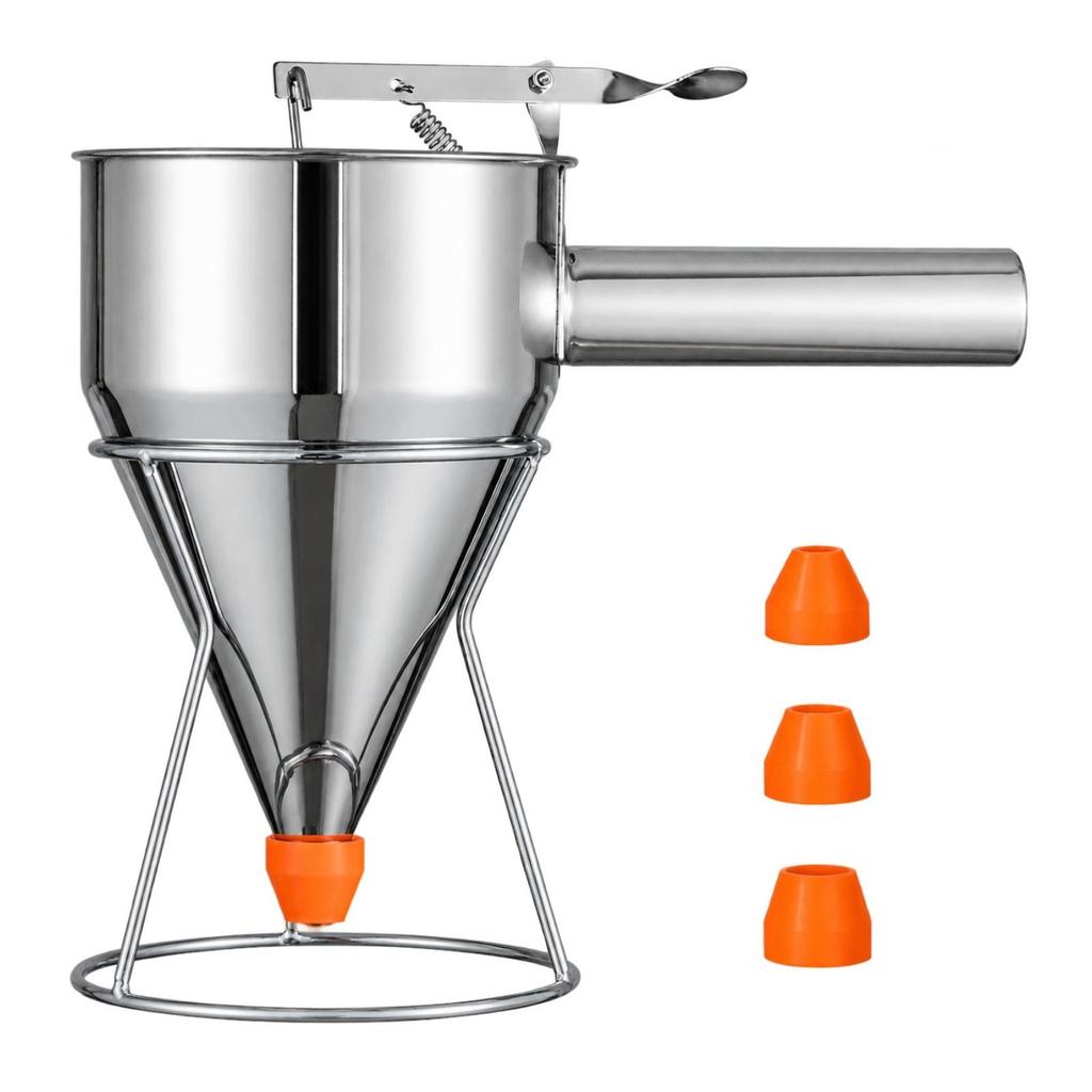 metal Batter Dispenser Control with Stand Funnel for Home Cooks, Food Stall