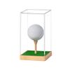 Acrylic Golf Ball Showcase Box Dustproof Golf Ball Protector Case with Wood Base for Earphone Single Ball Collections