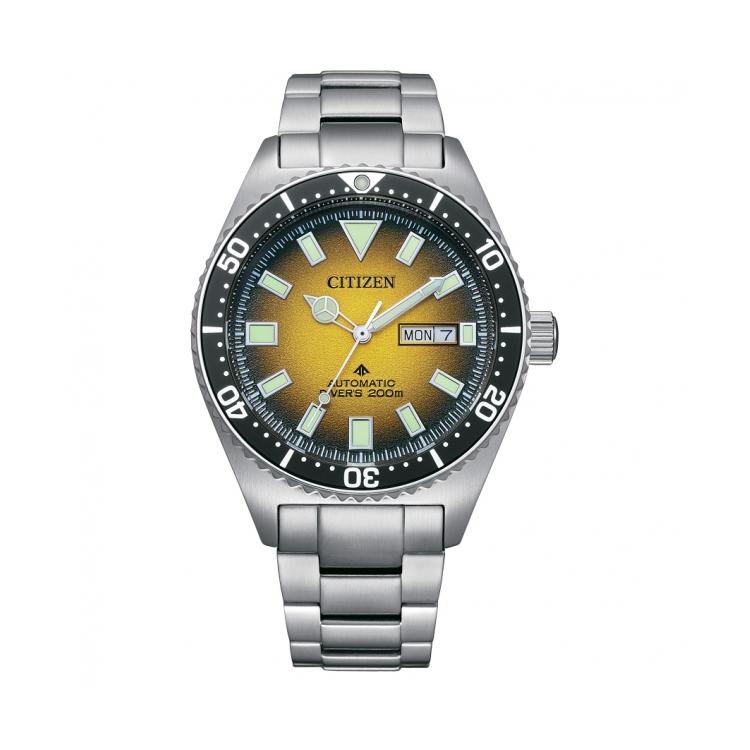 

CITIZEN PROMASTER 200m Waterproof Automatic Mechanical Movement Stainless Steel Strap Watch 41mm NY012052X Yellow Watch Dial