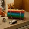 SCIONE Rainbow Rhinestone Dinner Bag Diagonal Bag Female Diamond Cylinder Shoulder Bag Banquet Bag