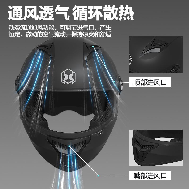 Electric Vehicle Helmet for Men, All-season Motorcycle Full-face Helmet, Women's Winter Warm Riding Helmet with Dual Visors