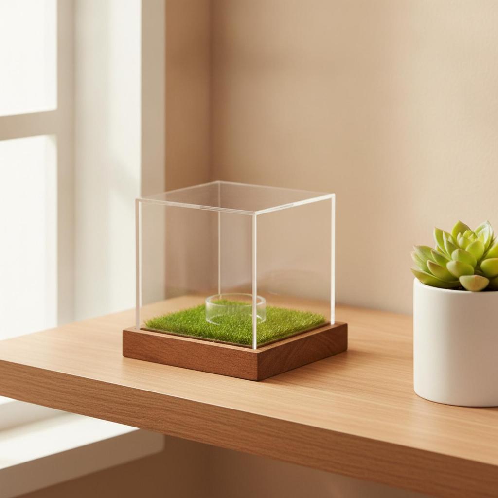 Golf Ball Showcase with Grass-Style Interior Dust Protection Acrylic
