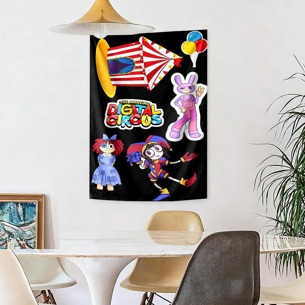 Digital Circus Wall Decor Tapestry Art For Pet Memorial Birthdaywedding Party Backdrop Family Gift