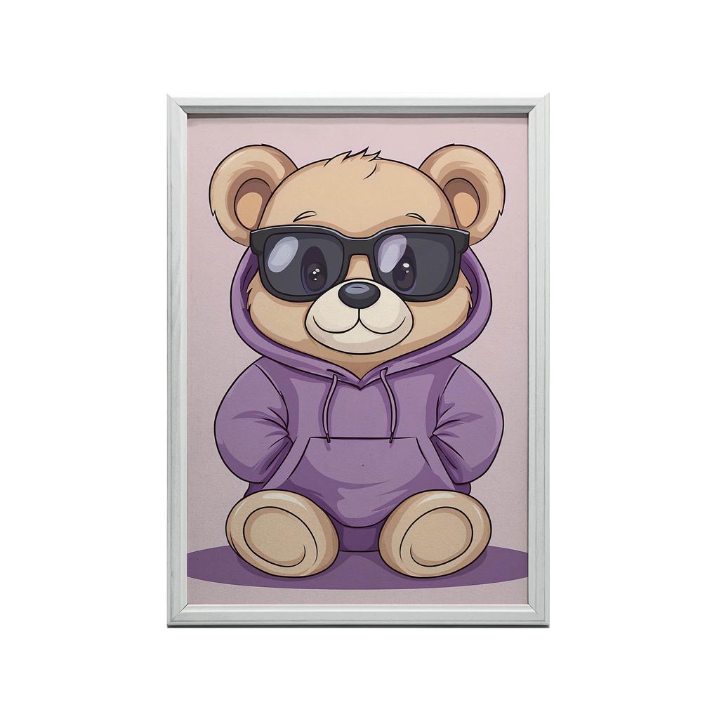 Plakat Miś W Fioletowym Hoodie Plakat Miś W Fioletowym Hoodie, 70X100 Cm, Bez Ramy, Płótno Premium Na Blejtramie