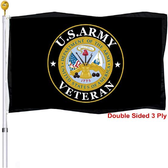 US Army Veteran Flags 3x5 Outdoor Double Sided- United States Army Emblem Vietnam Star Black Flags 3 Ply Heavy Duty Fade Resistant Banner for Outdoor