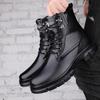 Fleece Martin Boots High-top Men's Shoes 2025 New Winter Real Cowhide Medium-help Tooling Boots Thick-soled Heightening Leather Boots