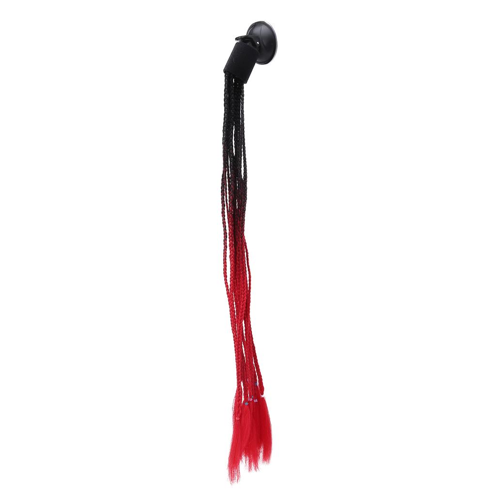 Helmet Braids Suction Cup Punk Style Motorcycle Helmet Pigtails Ponytail Gradient ColorBlack Red