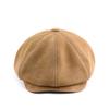 Men's Sheepskin Suede Newsboy Cap: Retro Octagonal Flat Beret for Spring and Autumn.