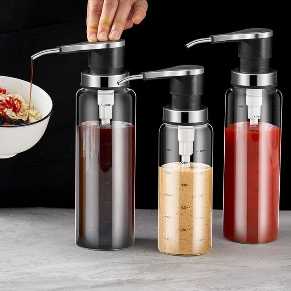 

300/500ml Sauce Bottle Stainless Steel Seasoning Container Squeeze Oil Bottle BBQ 300ml