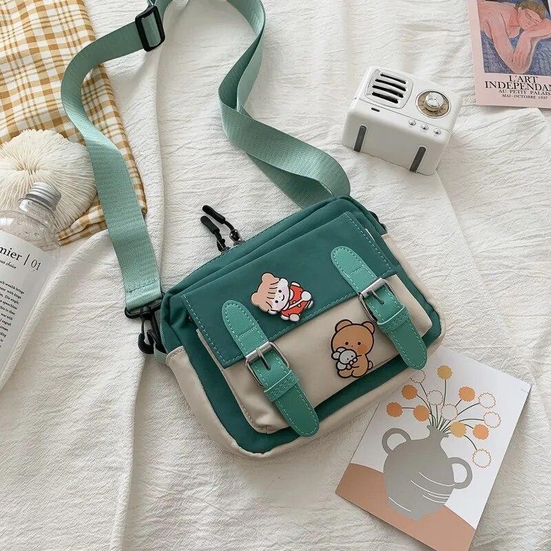 Crossbody Милая Девушка Студент Корейский Стиль Сумка На Молнии Сумка зелёный 1115₽